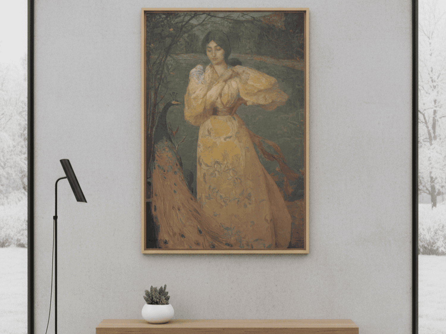 Junges Mädchen mit Pfau | Edmond Aman-Jean