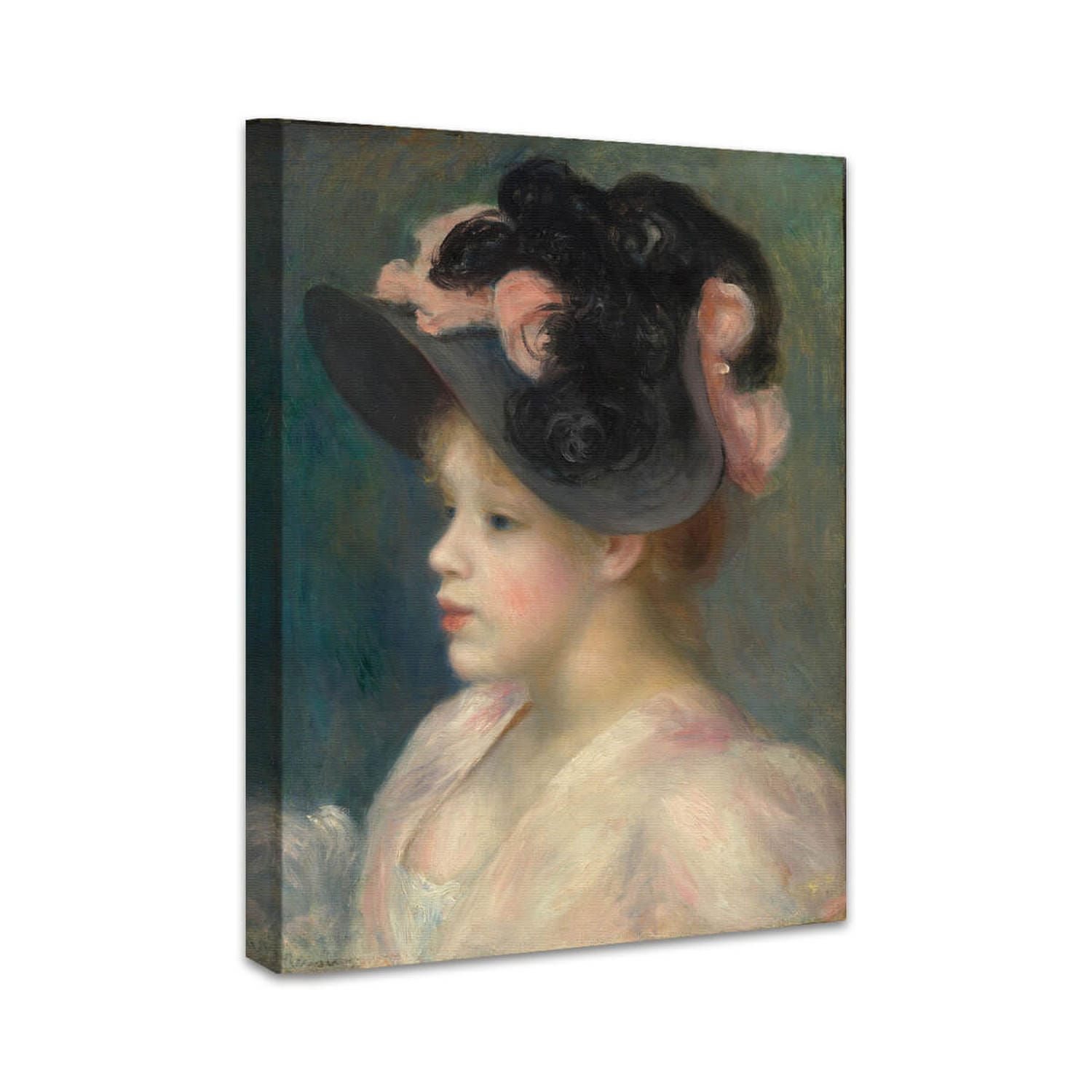 Junges Mädchen mit einem rosa-schwarzen Hut | Pierre-Auguste Renoir