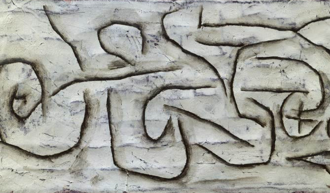 Kunstdruck des Gemäldes „Küstengebilde“ von Paul Klee – hochwertige Reproduktion eines abstrakten Kunstwerks mit harmonischen Formen und Farben.