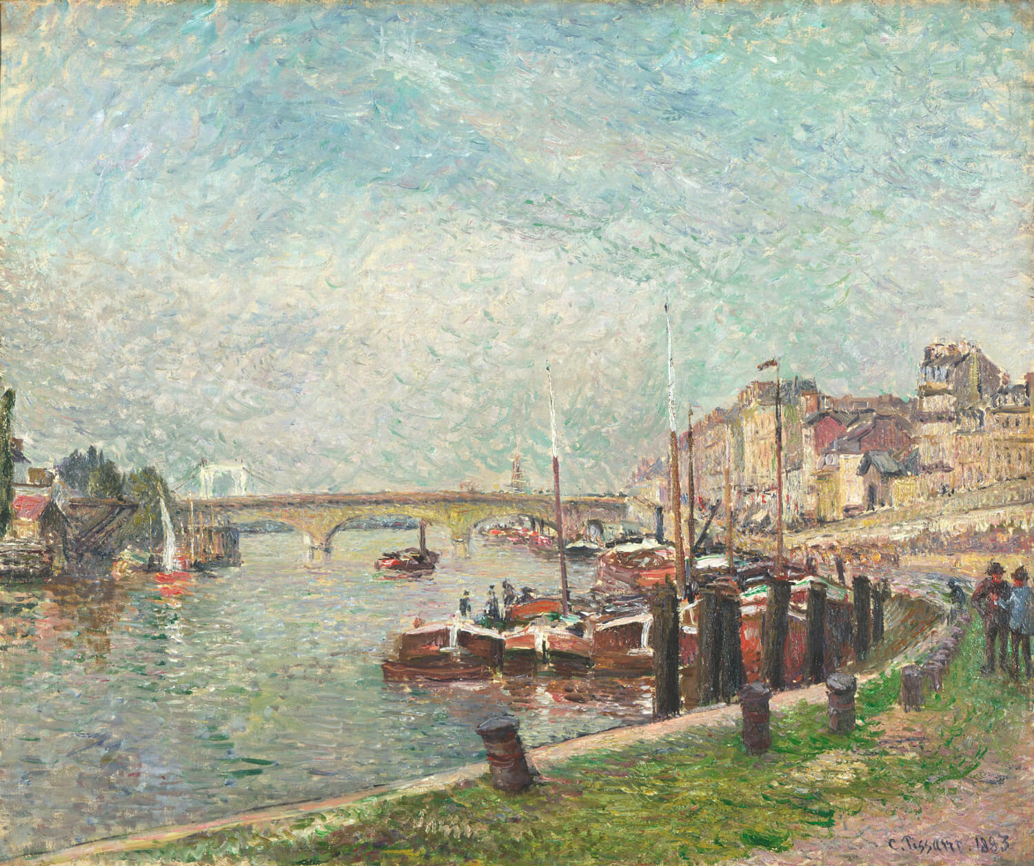 Das Gemälde "Kai Napoléon, Rouen" von Camille Pissarro zeigt einen lebendigen Blick auf den malerischen Quai in Rouen. Mit impressionistischen Farben und Lichtreflexionen fängt Pissarro die Atmosphäre der französischen Stadt ein. Der Kunstdruck vermittelt einen Eindruck von der zeitlosen Schönheit des Hafens.