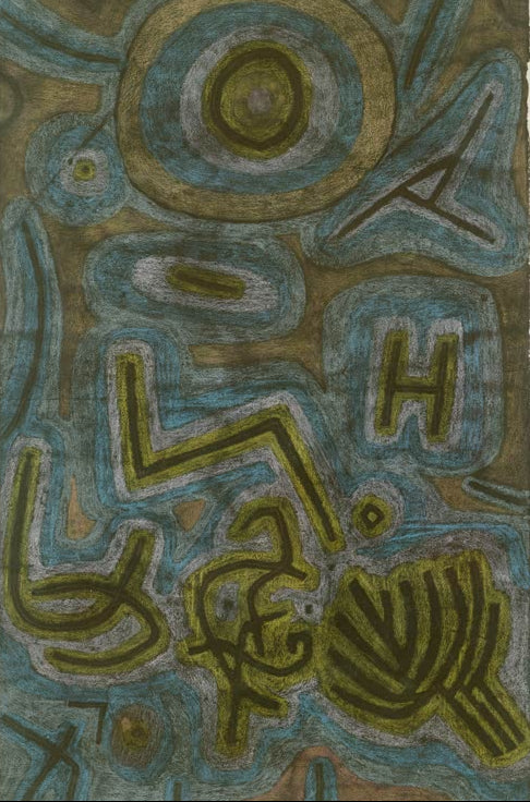 Kunstdruck von „Katharsis“ von Paul Klee mit abstrakter Komposition, symbolischen Formen und ausdrucksstarker Farbgestaltung.