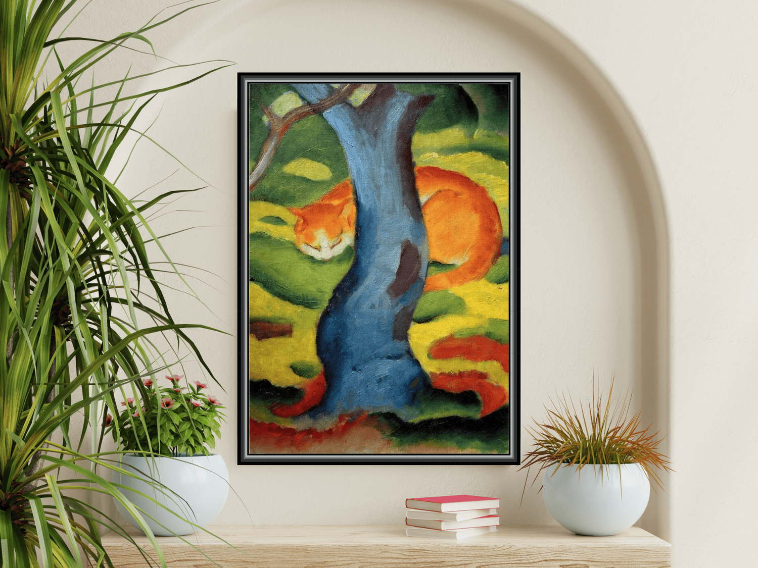 Katze hinter einem Baum | Franz Marc
