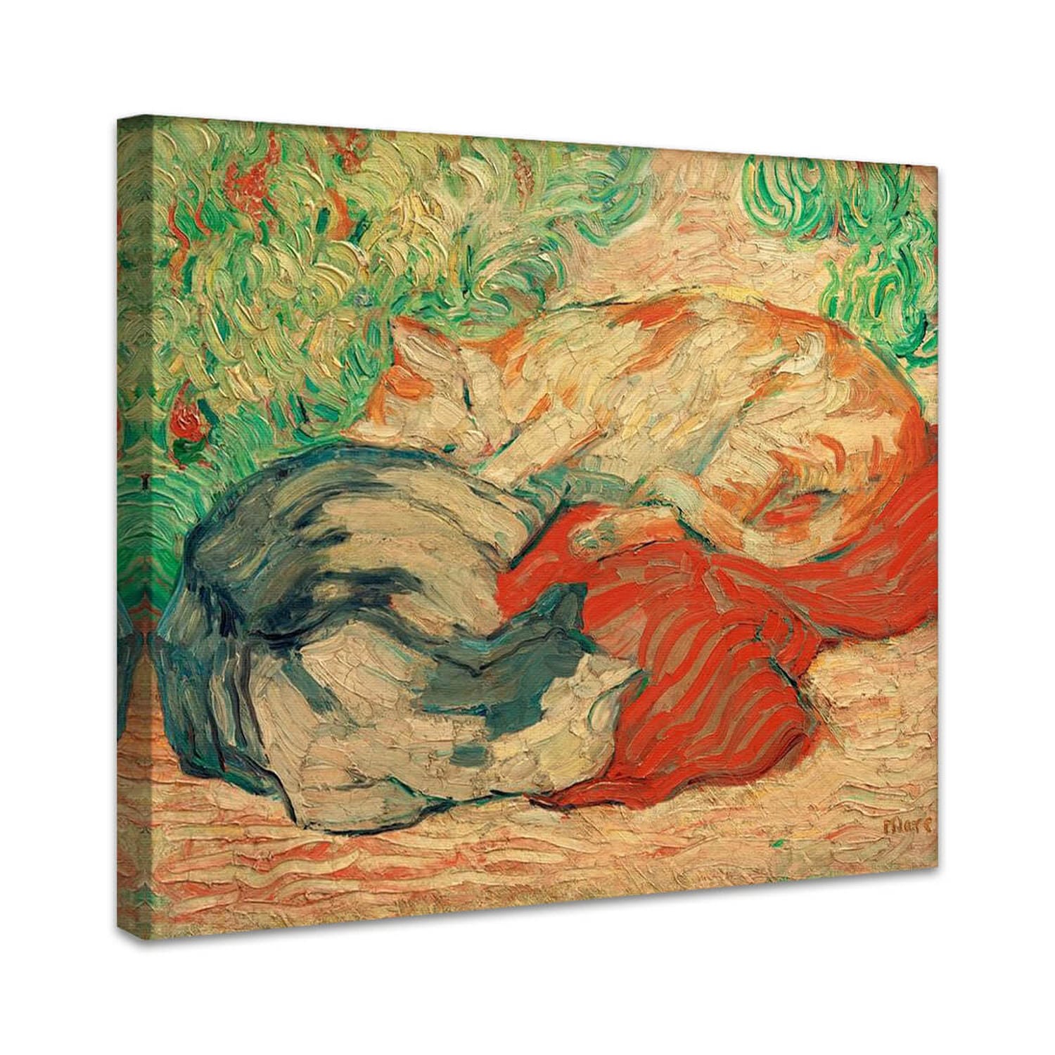 Katzen auf rotem Tuch | Franz Marc
