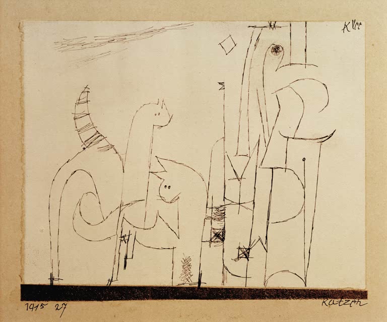 Kunstdruck „Katzen“ von Paul Klee, handgefertigt in Deutschland