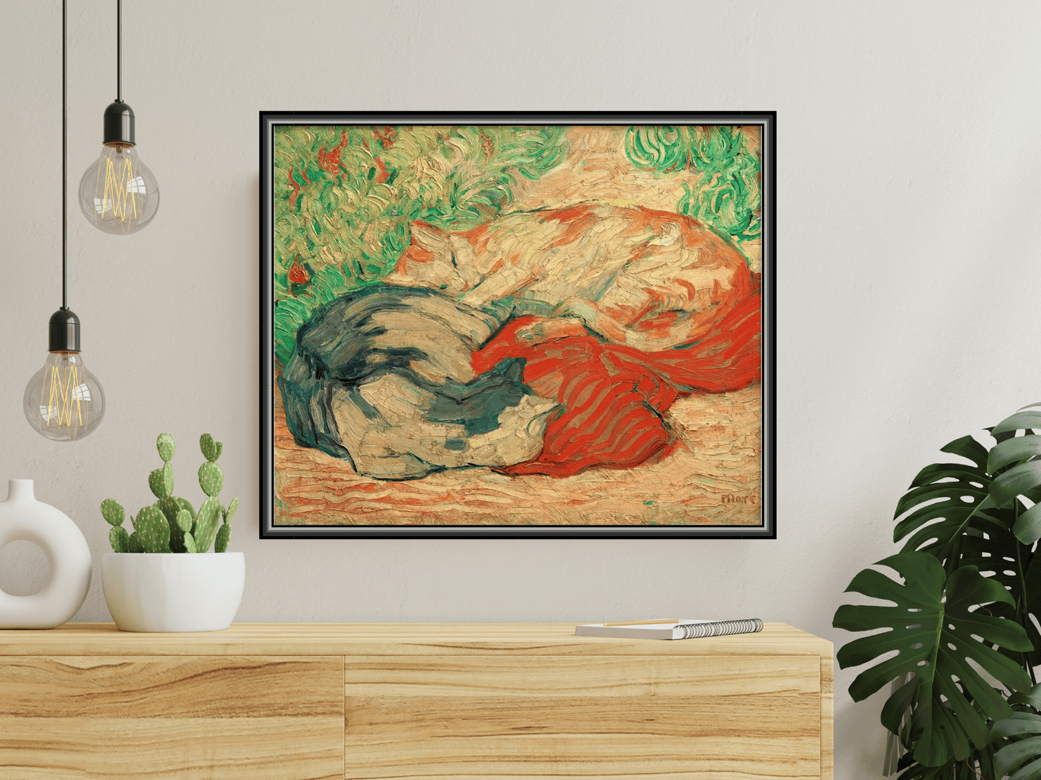 Katzen auf rotem Tuch | Franz Marc