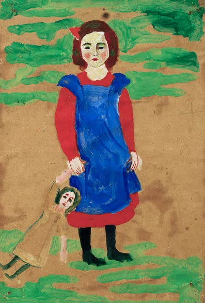 Kunstdruck des Gemäldes „Kind mit Puppe“ von August Macke. Hochwertig in Deutschland von Hand gefertigt, erhältlich als Poster oder Leinwand und optional gerahmt.