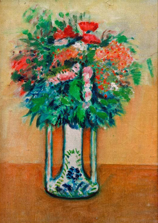 Kunstdruck des Gemäldes „Kleiner Strauß“ von August Macke. Hochwertig in Deutschland von Hand gefertigt, erhältlich als Poster oder Leinwand und optional gerahmt.
