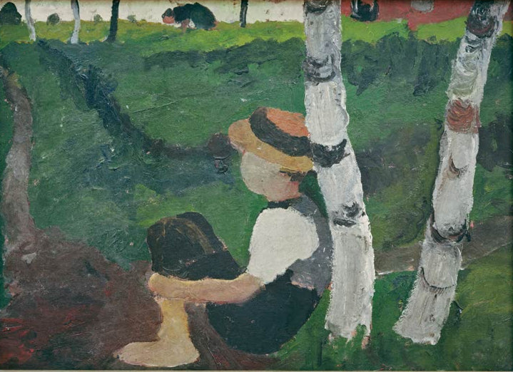 Kunstdruck von Knabe am Weg unter Birken von Paula Modersohn-Becker – stimmungsvolle Darstellung eines Jungen in der Natur als hochwertiger Kunstdruck.