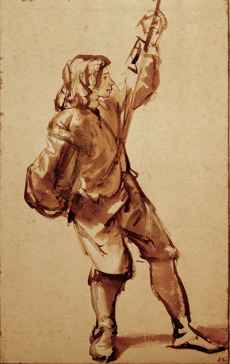 Kunstdruck Knabe ein Seil festhaltend von Rembrandt van Rijn