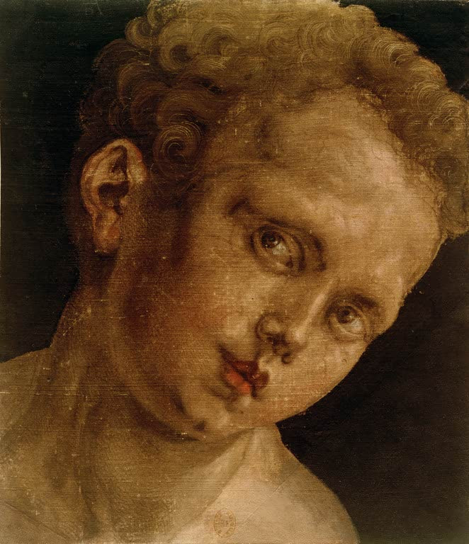 Kunstdruck „Knabenkopf nach rechts geneigt“ von Albrecht Dürer mit fein gezeichneter Porträtstudie