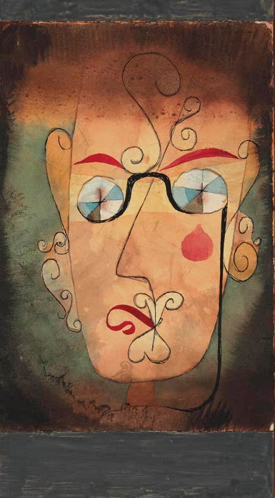 Kunstdruck „Komische Alte“ von Paul Klee mit abstrahiertem Porträt einer älteren Frau und expressiver Farbgestaltung