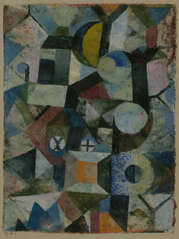 Kunstdruck „Komposition mit dem gelben Halbmond und dem Y“ von Paul Klee, handgefertigt in Deutschland