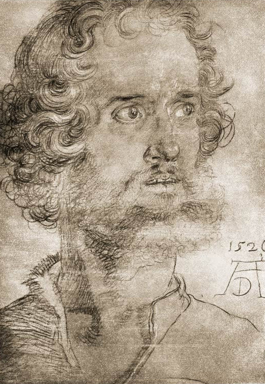 Kunstdruck „Kopf des Evangelisten Markus“ von Albrecht Dürer mit ausdrucksstarker religiöser Porträtstudie