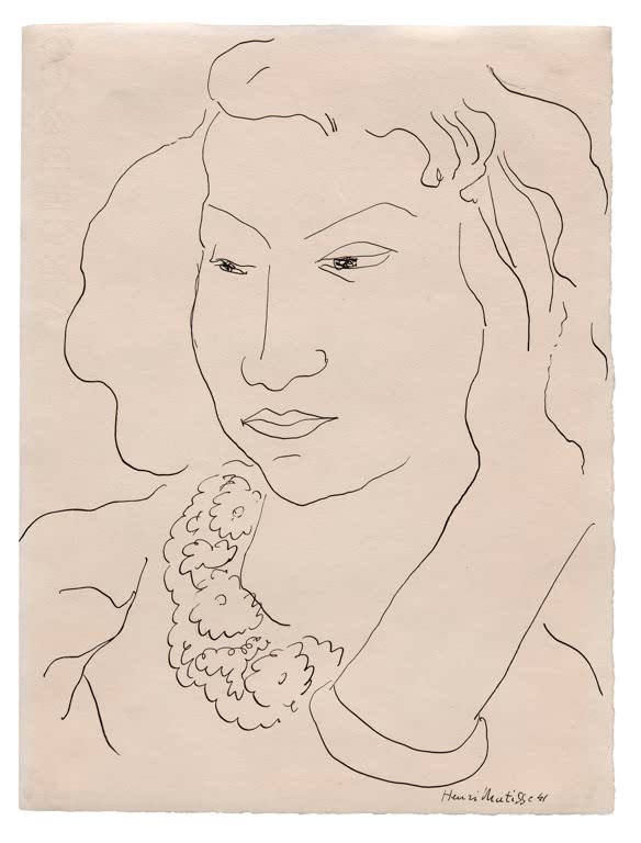 Kunstdruck „Kopf einer Frau“ von Henri Matisse mit einer ausdrucksstarken, stilisierten Porträtdarstellung