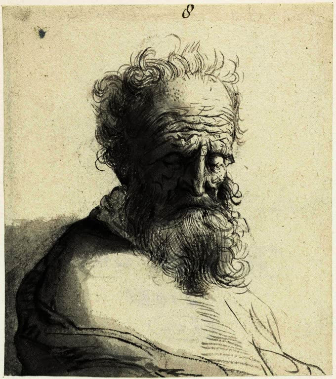 Kunstdruck „Kopf eines alten Mannes“ von Rembrandt van Rijn