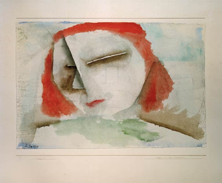 Kunstdruck „Kopf (vor dem Erwachen)“ von Paul Klee mit abstrakter Darstellung eines menschlichen Kopfes

