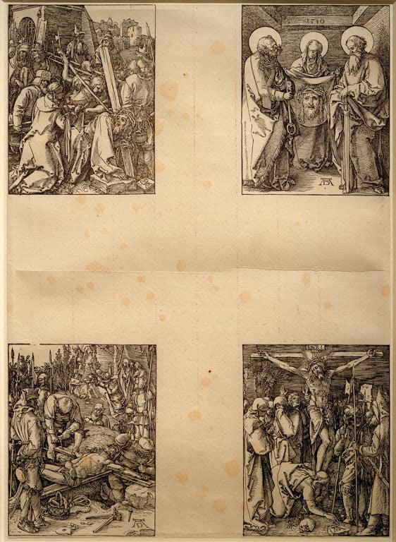 Kunstdruck von „Kreuztragung, Veronika, Kreuzannagelung, Kreuzigung“ von Albrecht Dürer. Detailreiche Passionsszenen der Renaissance, in Deutschland handgefertigt.