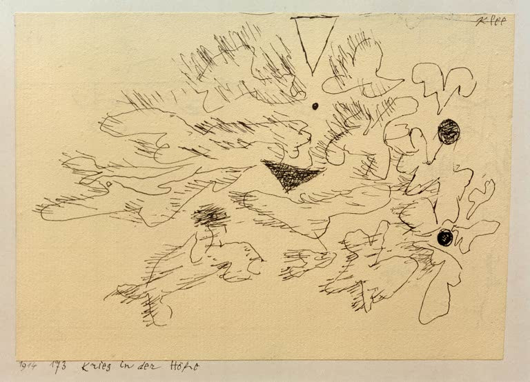 Kunstdruck „Krieg in der Höhe“ von Paul Klee, handgefertigt in Deutschland