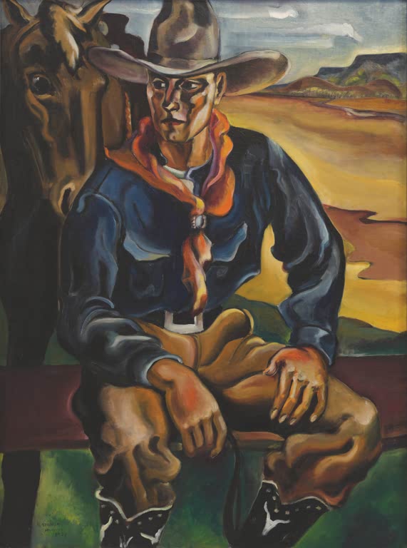 Kunstdruck Kuh-Mann von Russell Vernon Hunter