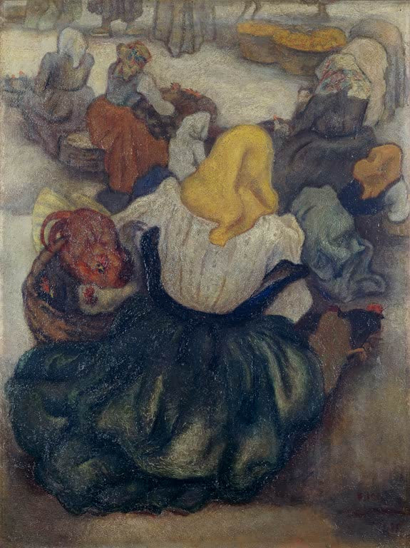Marktende in Sulmona Hühnermarkt Anselmo Bucci