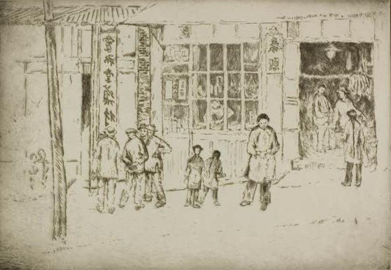 Läden in Chinatown von Bror Julius Olsson Nordfeldt als Kunstdruck, handgefertigt in Deutschland, erhältlich als Poster oder Leinwand.
