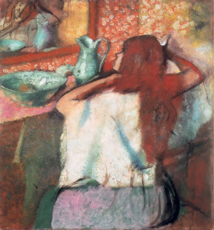 Kunstdruck des berühmten Meisterwerks La Coiffure von Edgar Degas.