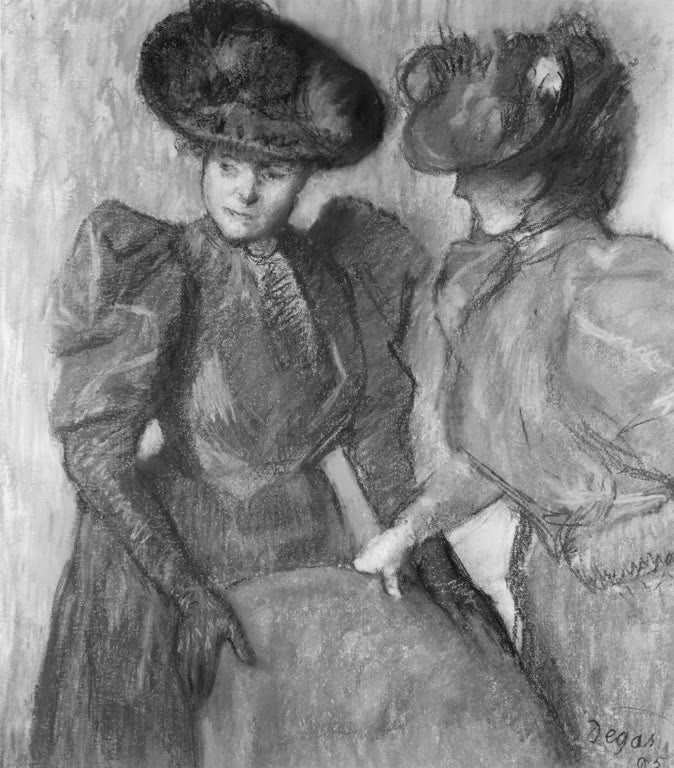 Kunstdruck von „La Conversation“ von Edgar Degas, handgefertigt in Deutschland als Leinwand oder Poster erhältlich
