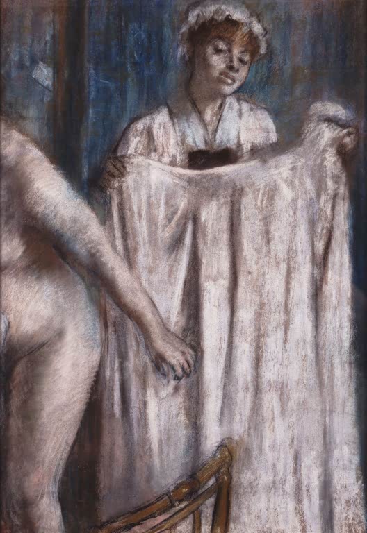 Kunstdruck des Gemäldes „La Toilette après le bain“ von Edgar Degas, detailgetreu umgesetzt und hochwertig in Deutschland produziert.