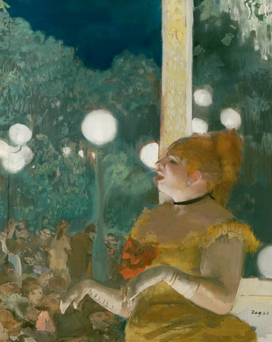 Kunstdruck des Gemäldes „La chanson du chien“ von Edgar Degas. Ausdrucksstarke Szene im charakteristischen Stil des Künstlers, erhältlich als Poster oder Leinwand.