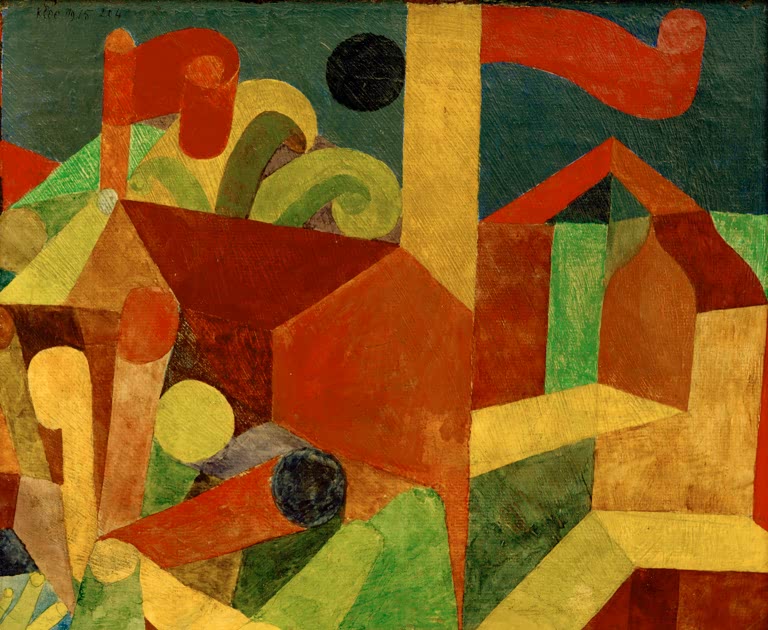 Kunstdruck „Landschaft mit Fahnen; Häuser mit Fahnen“ von Paul Klee, handgefertigt in Deutschland