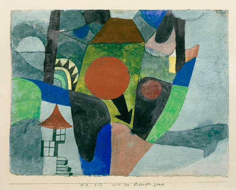 Kunstdruck „Landschaft mit sinkender Sonne“ von Paul Klee, handgefertigt in Deutschland