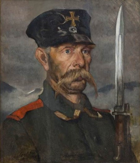 Kunstdruck „Landsturm 1914“ von Benjamin Strasser mit historischer Darstellung von Soldaten