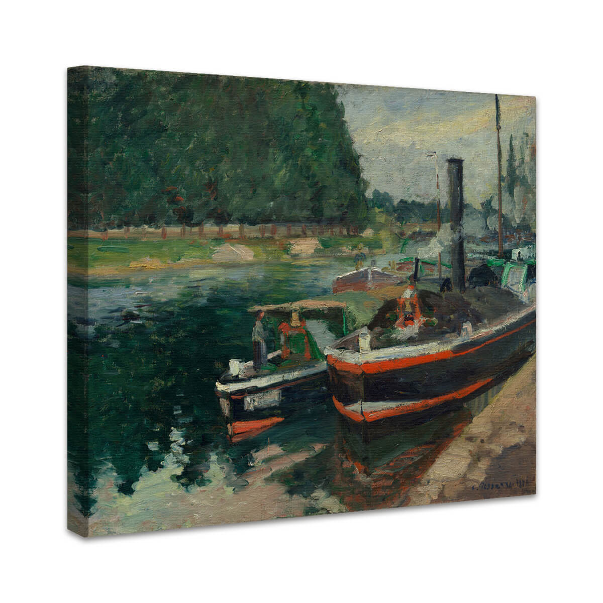 Lastschiffe im Hafen von Pontoise | Camille Pissarro