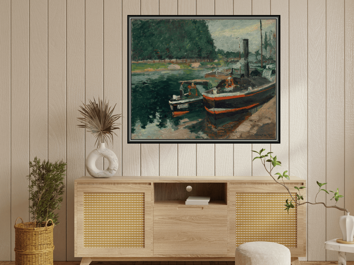 Lastschiffe im Hafen von Pontoise | Camille Pissarro