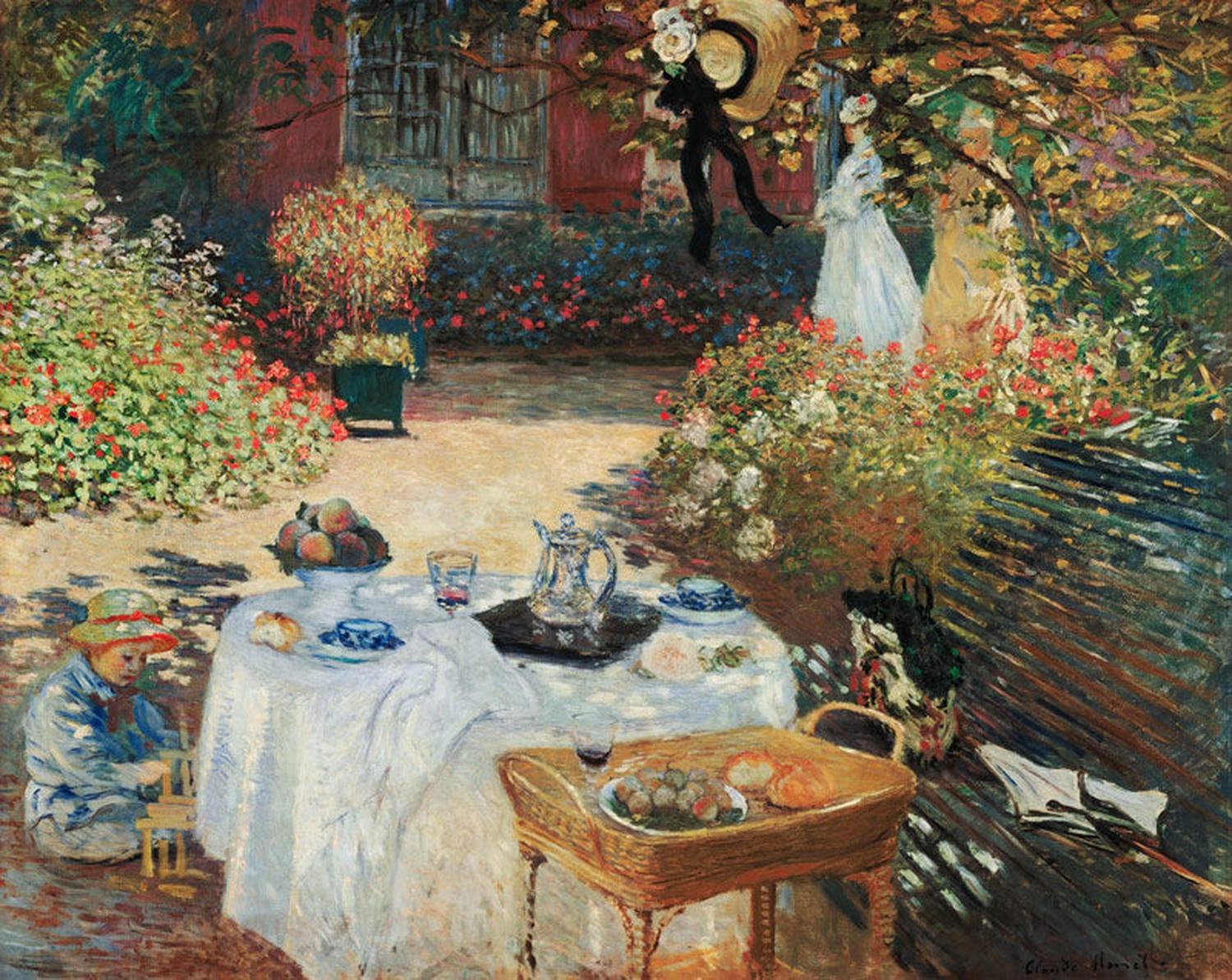 „Le Déjeuner (im Garten)“ von Claude Monet: Familie beim Frühstück im Garten, in hellem Tageslicht und lockerer, impressionistischer Pinselführung dargestellt.