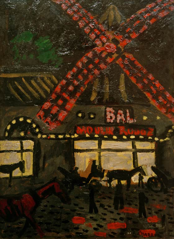 Kunstdruck „Le Moulin Rouge, la nuit“ von Auguste Chabaud mit nächtlicher Szene am Moulin Rouge