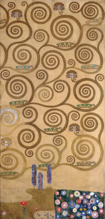 Kunstdruck des Gemäldes „Lebensbaum“ von Gustav Klimt – hochwertige Reproduktion des berühmten Jugendstil-Kunstwerks mit ornamentalen Details.
