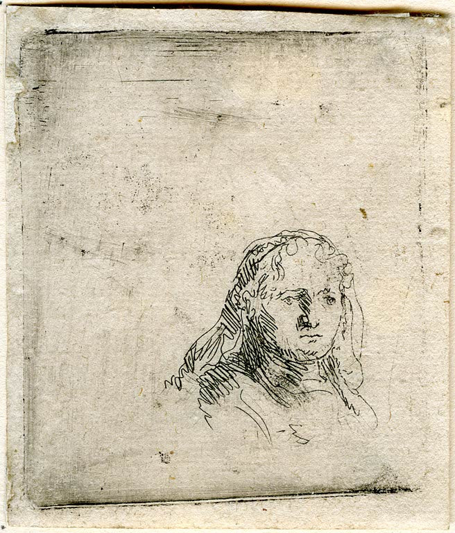 Kunstdruck „Leichte Studie eines Frauenkopfs“ von Rembrandt van Rijn