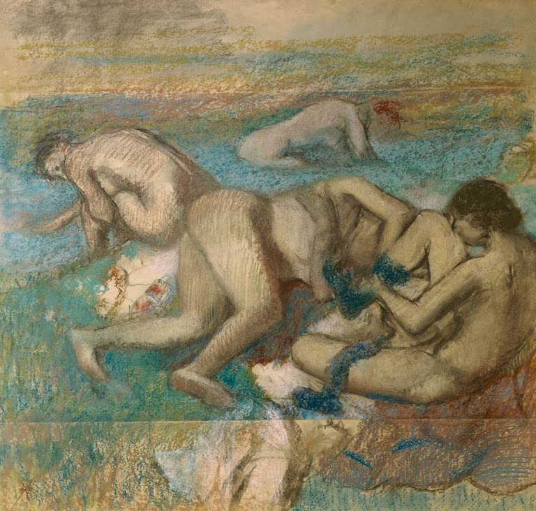 Kunstdruck des Gemäldes Les Baigneuses von Edgar Degas, handgefertigt in Deutschland