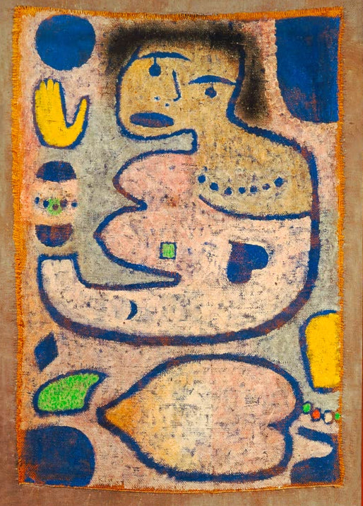 Kunstdruck von „Liebeslied bei Neumond“ von Paul Klee mit poetischer Bildsprache und abstrakten Formen in harmonischen Farben.