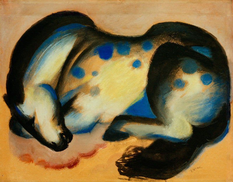 Kunstdruck Liegendes Pferd von Franz Marc als hochwertiger Kunstprint