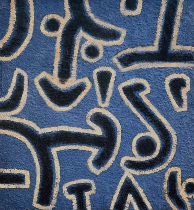 Kunstdruck von „Ludus Martis“ von Paul Klee mit abstrakter Symbolik, geometrischen Formen und einer ausdrucksstarken Farbkomposition.