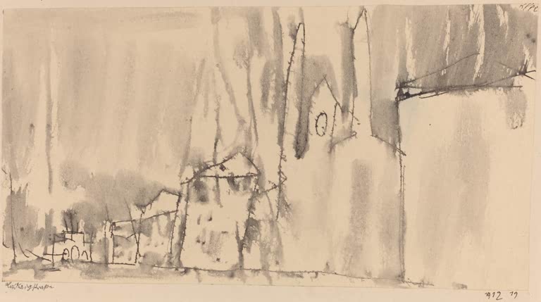 Kunstdruck „Ludwigstraße“ von Paul Klee mit abstrakter Darstellung einer Straße und architektonischen Formen

