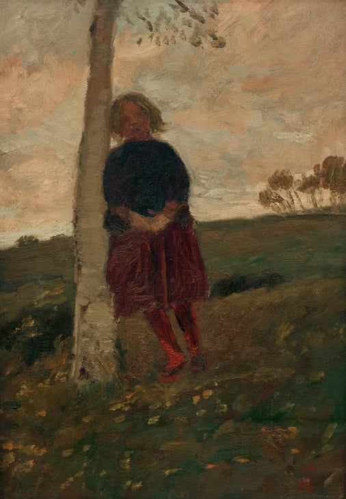 Image Alt Text
Kunstdruck des Gemäldes Mädchen am Birkenstamm von Paula Modersohn-Becker, auch bekannt als Mädchen am Baum, mit einem Mädchen an einem Birkenstamm.