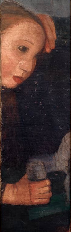Kunstdruck von „Mädchen mit Holzpferdchen“ von Paula Modersohn-Becker. Ausdrucksstarke Kinderdarstellung mit Spielzeug und charakteristischer Farbgebung, in Deutschland handgefertigt.