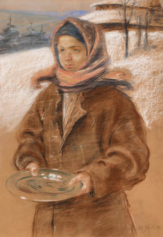 Kunstdruck „Mädchen mit Schale“ von Stanislaw Górski