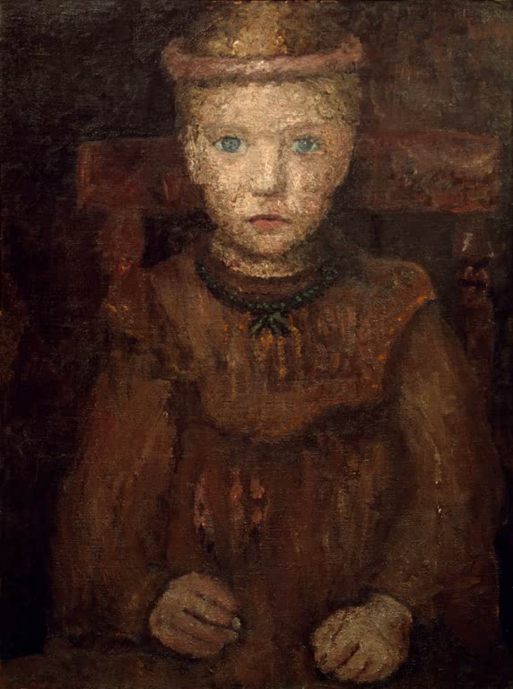 Kunstdruck von Mädchen mit grüner Kette von Paula Modersohn-Becker – ausdrucksstarkes Porträt eines Mädchens als hochwertiger Kunstdruck.