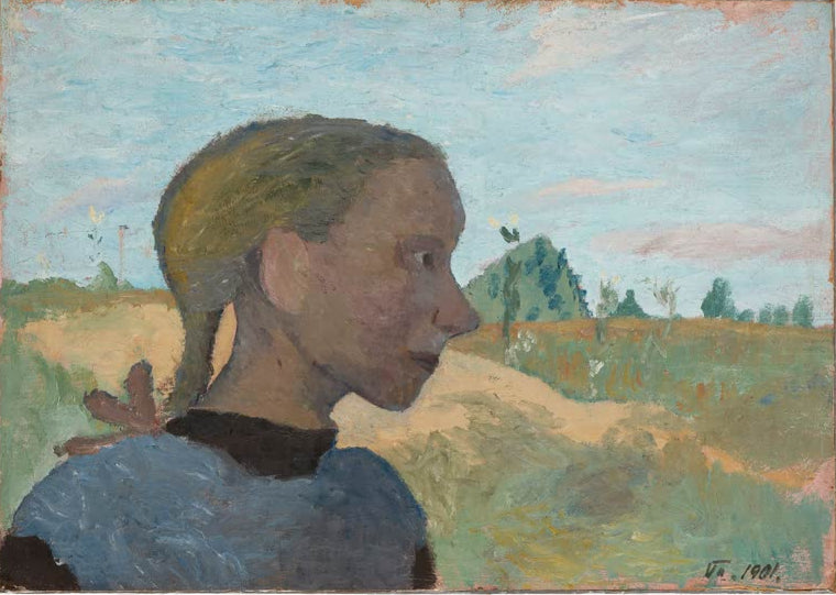 Kunstdruck von „Mädchenbildnis“ von Paula Modersohn-Becker. Ausdrucksstarkes Porträt eines Mädchens mit charakteristischer Farbgebung, in Deutschland handgefertigt.