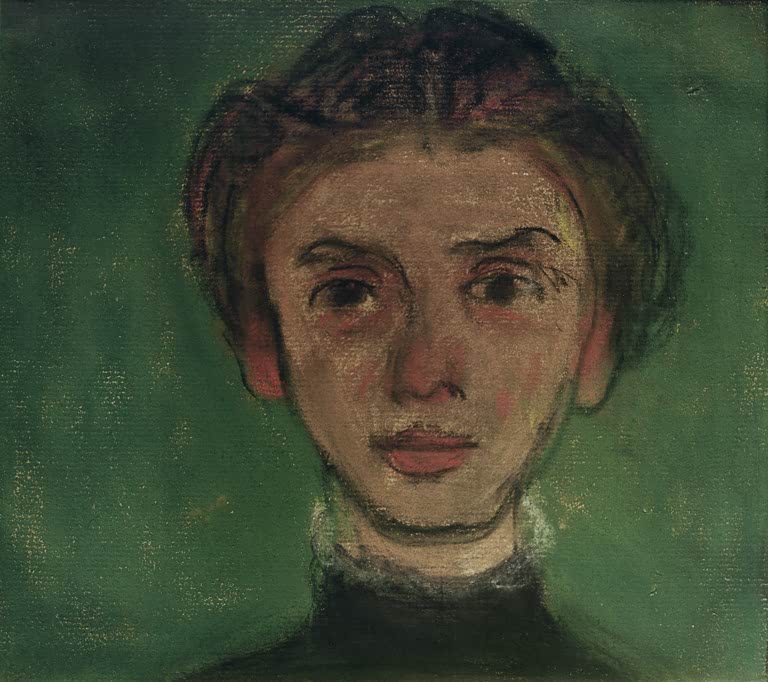 Kunstdruck von „Mädchenkopf“ von Paula Modersohn-Becker. Ausdrucksstarke Porträtstudie eines Mädchens mit charakteristischer Farbgebung, in Deutschland handgefertigt.