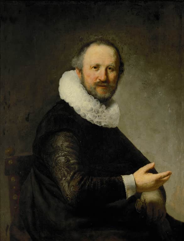 Kunstdruck von Rembrandts Gemälde „Männliches Bildnis“ mit dem ausdrucksstarken Porträt eines Mannes.